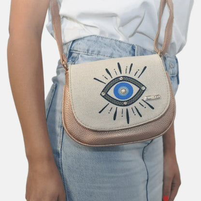 Bolso bandolera pequeño de mujer Iris Ojo Turco azul | CHULA Tulum