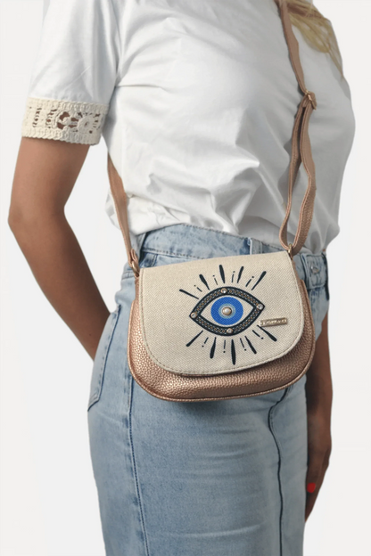 Bolso bandolera pequeño de mujer Iris Ojo Turco azul | CHULA Tulum