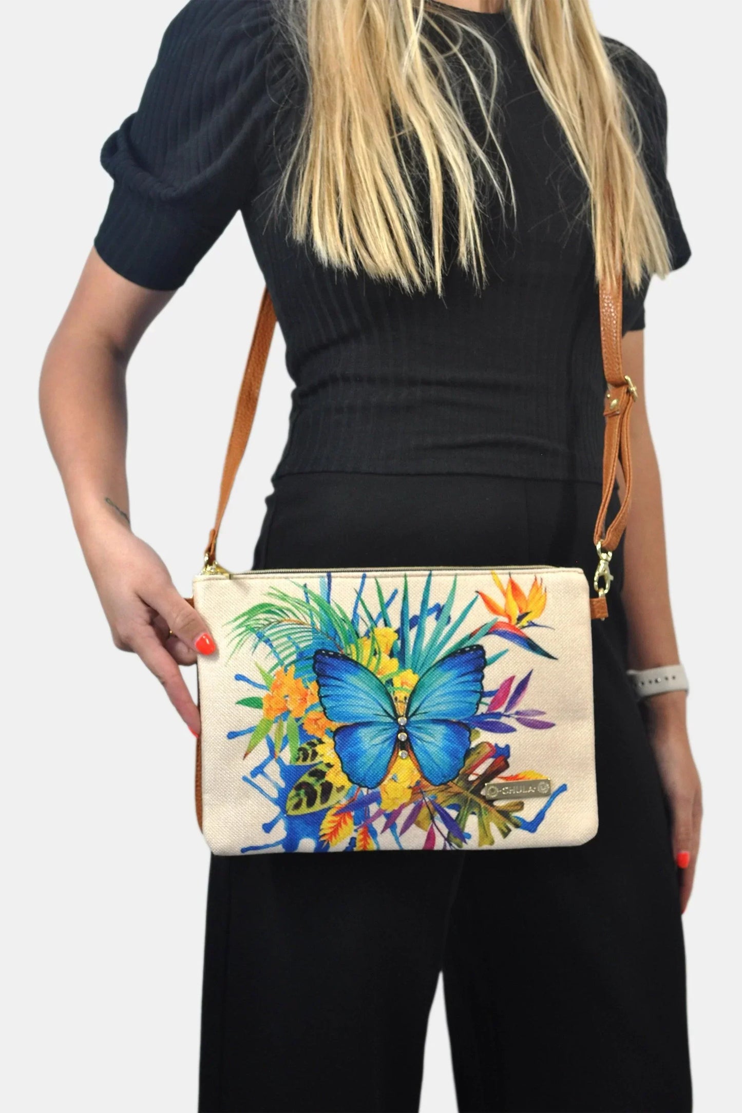 Bolso de Mano y Bandolera Pequeño Clutch Mariposa jardín | CHULA Tulum