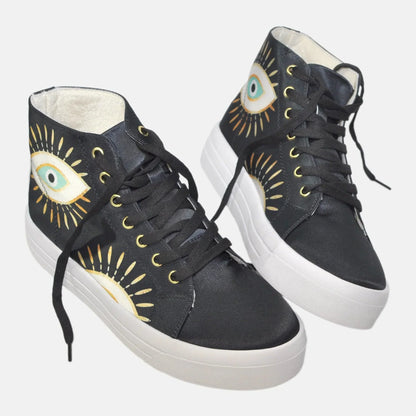 Botas Urbanas de Mujer Ojo Turco Dorado - Cuero Vegano | CHULA Tulum