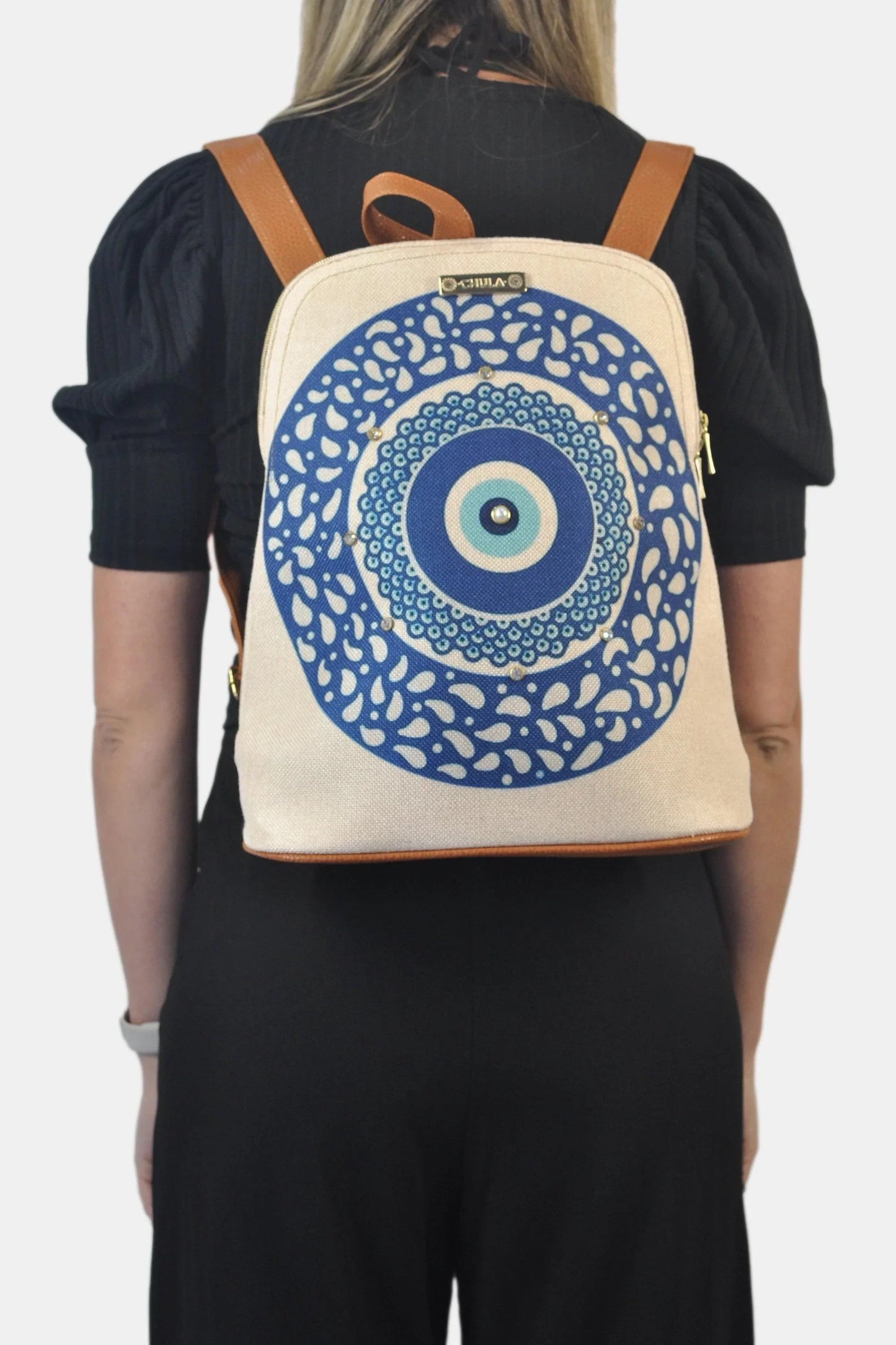 Mochila de Mujer y Bolso de hombro grande BagPack Blue Turskish eye | CHULA Tulum