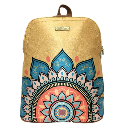 Mochila de Mujer y Bolso de hombro grande BagPack Mandala Dorada | CHULA Tulum