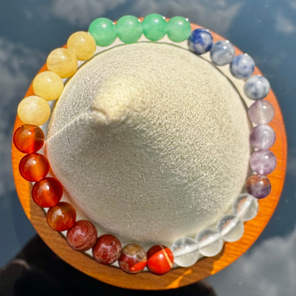 Pulsera elástica de 7 Chakras (bolas 6mm) - detalle