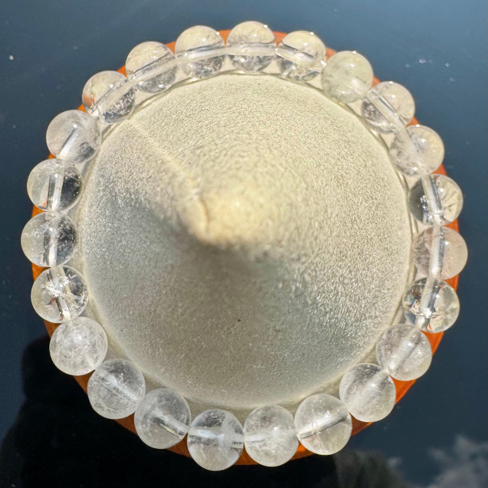 Pulsera elástica de Cuarzo Blanco (bolas 8mm) de Brasil - Claridad y Energía | detalle