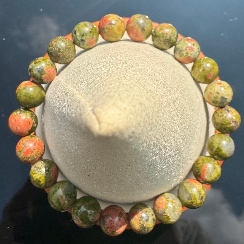 Pulsera elástica de Unakita (bolas 8mm) de Brasil - Visión y Equilibrio | detalle