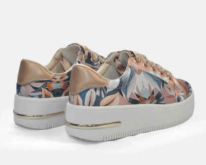 Zapatillas Urbanas de Mujer Hojas Crema - Moda Sostenible Cuero Vegano | CHULA Tulum