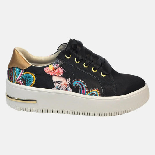 Zapatillas Urbanas de Mujer Frida Kahlo Multicolor - Cuero Vegano  | CHULA Tulum